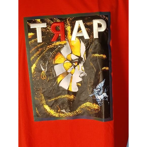 Trap Red T-shirt 3D Fifth Loop Embroidered Mens Size 3XL Goddess Snake Golden - Picture 2 of 13
